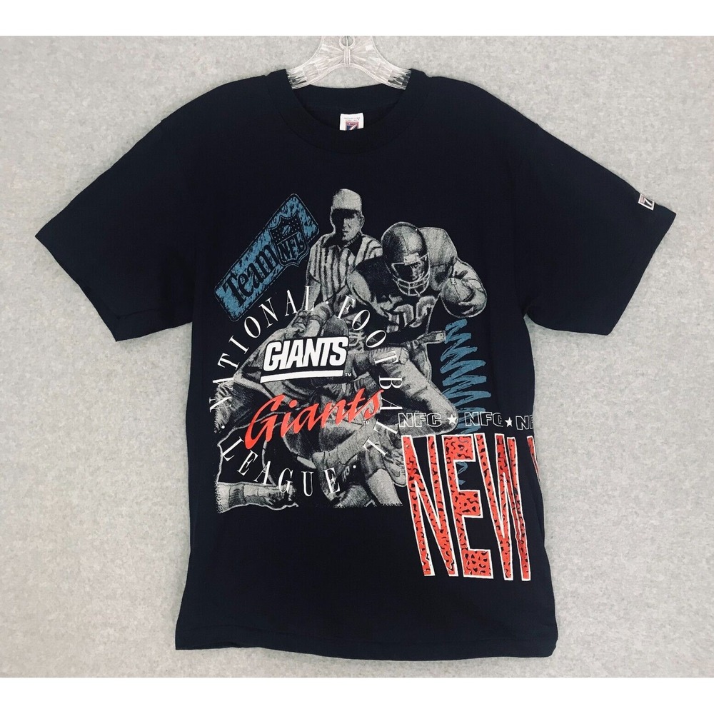 NEW! Vintage New York Giants T-Shirt Mens Medium Blue AOP Single Stitch USA Made